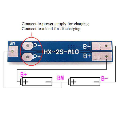 اتصال باتری به ماژول شارژ باتری لیتیومی 18650 2 سل 5 آمپر